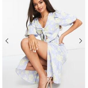 ASOS Wedding Special Event Sexy Bohemian Flowy Boho Floral Tie Front Midi Dress